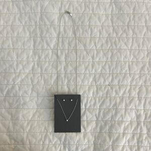 Delicate Silver Necklace with lab grown diamond Pendant & earrings